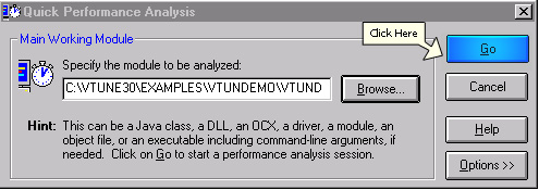 Click on the Go button to see the analysis results